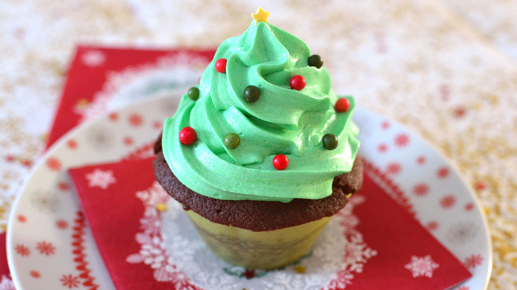 Kerstboomcupcakes