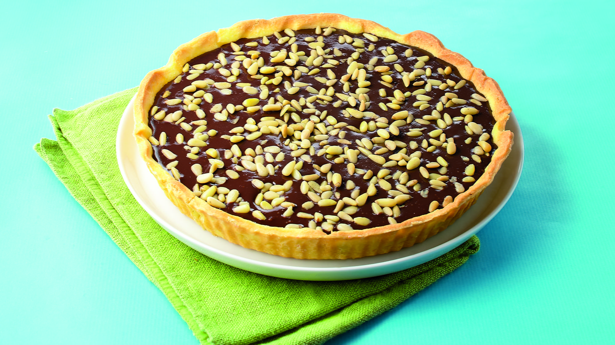 Chocoladetaart met pijnboompitten